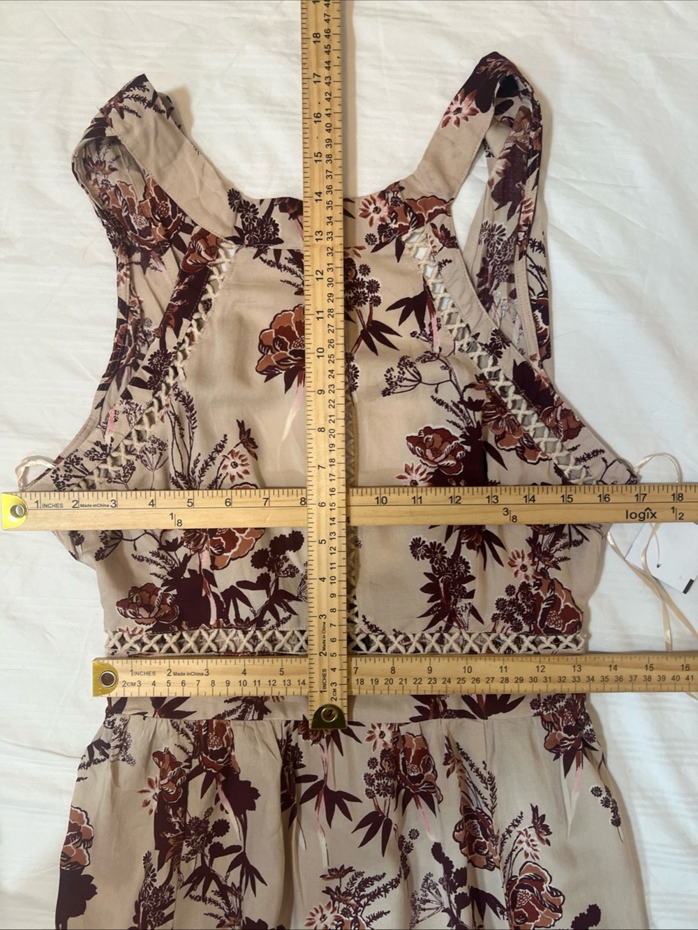 Angie NWT Medium Floral Halter Maxi Dress Open Back Boho Rayon Slit - Picture 8 of 10